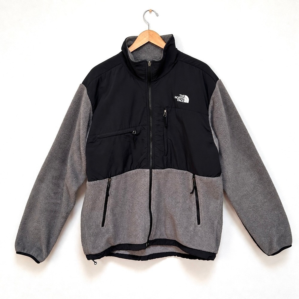 The North Face Denali Polartec Fleece Jacket Men's L Gray Black Full Zip